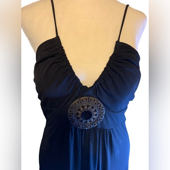 En Focus Studio Womens Halter Empire Maxi Dress With Metal Accessory Size 6 - Picture 1 of 5